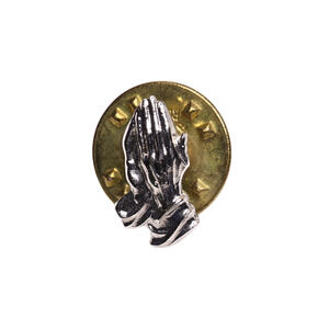Silver Tone Praying Hands Small Lapel Pin - 1/2 Inches Long